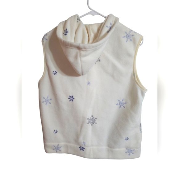 Casual Corner Annex Vest L Off-White Snowflake Zip Hoodie Fleece Winter Cozy - Picture 3 of 7